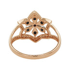 14K Gold Black & Light Brown Diamond Star Ring | White Accent Diamond Statement Jewelry