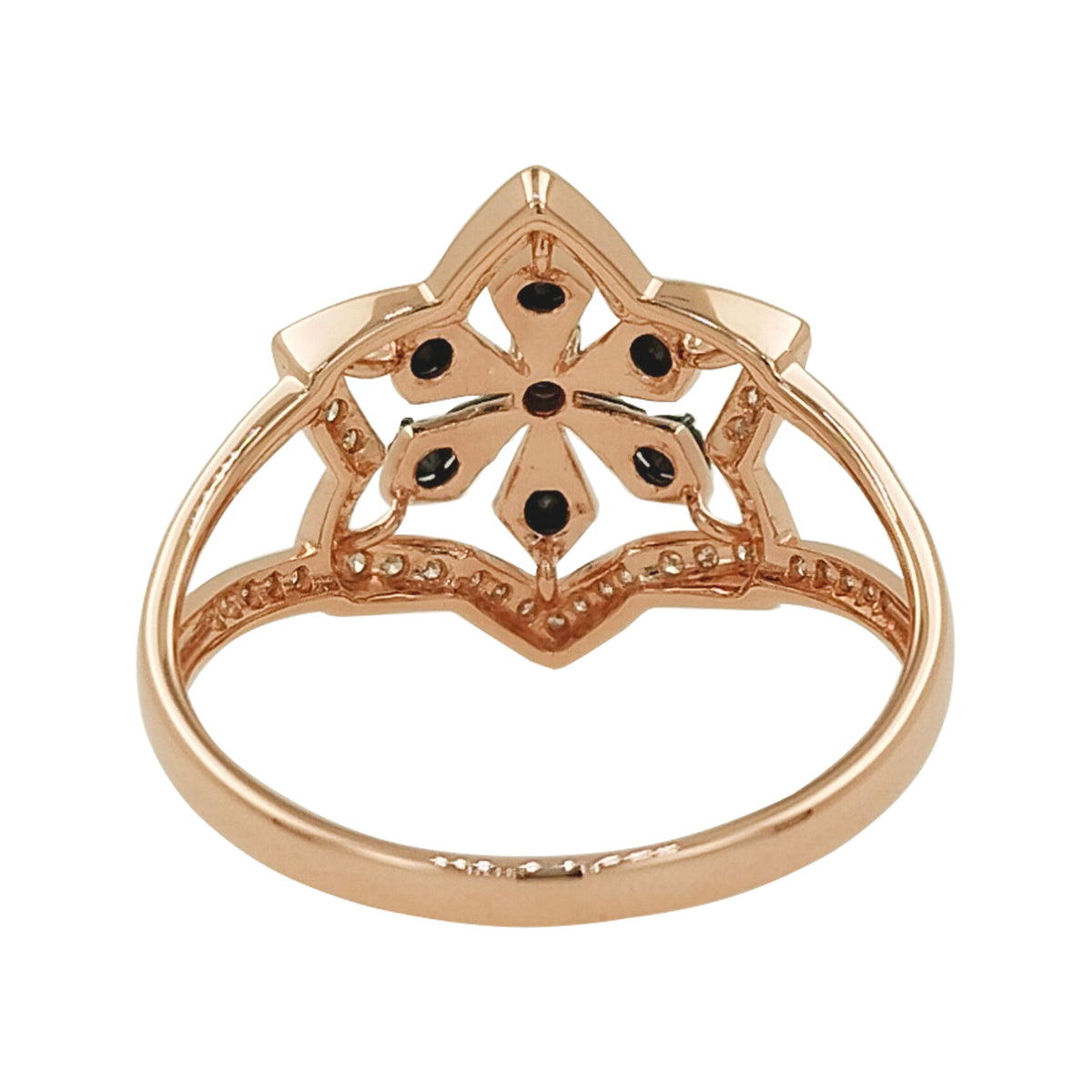 14K Gold Black & Light Brown Diamond Star Ring | White Accent Diamond Statement Jewelry