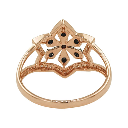 14K Gold Black & Light Brown Diamond Star Ring | White Accent Diamond Statement Jewelry