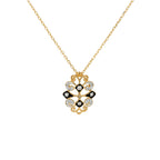 14K Gold Light Brown Diamond Pendant Necklace, Black Plating Art Deco Filigree, 18 Inch