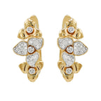 14K Gold Light Brown Diamond Floral Earrings, Botanical Stud Hoops
