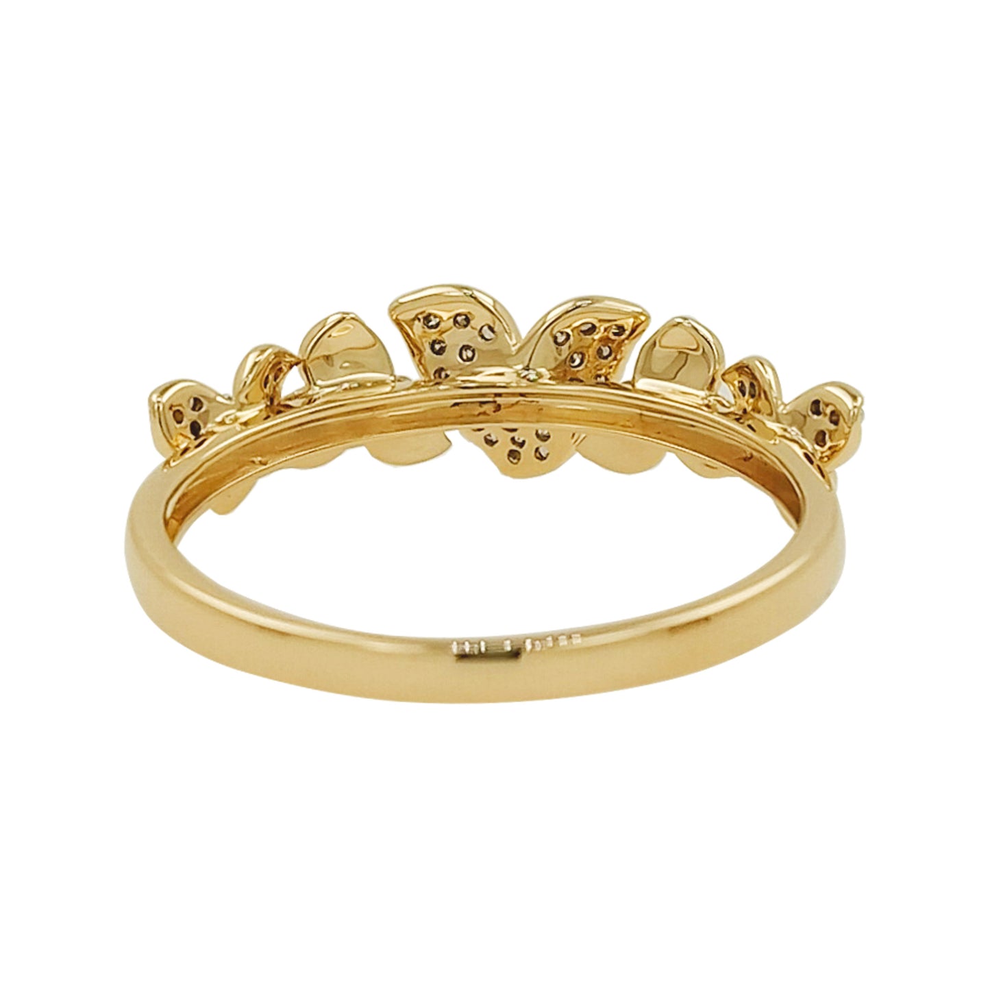 14K Yellow Gold Light Brown Diamond Floral Ring, Nature Inspired Wedding Band