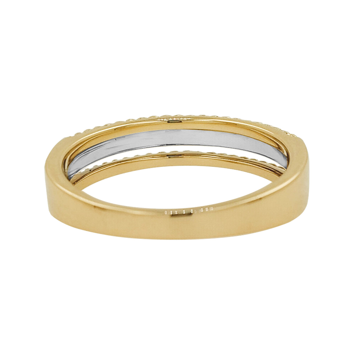 14K Two-Tone Gold Light Brown Diamond Band Ring | Rope Texture Stackable