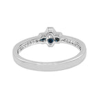 14K White Gold Blue Sapphire Cluster Ring Black Plated Light Brown Diamond Band