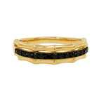 14K Gold Black Diamond Bamboo Ring | Stacking Wedding Band
