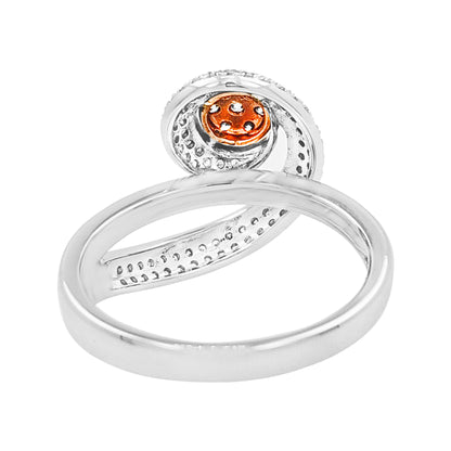 14K White Gold Light Brown Diamond Swirl Ring | Rose Gold Two-Tone Jewelry