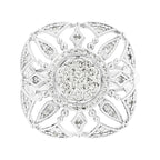 14K White Gold Light Brown Diamond Filigree Ring | Art Deco Engagement
