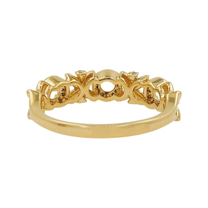 14K Gold Light Brown Diamond XOXO Ring, Floral Hugs Kisses Love Band