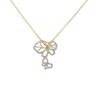 14K Gold Light Brown Diamond Butterfly Pendant Necklace | Nature Charm