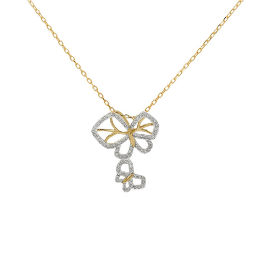 14K Gold Light Brown Diamond Butterfly Pendant Necklace | Nature Charm