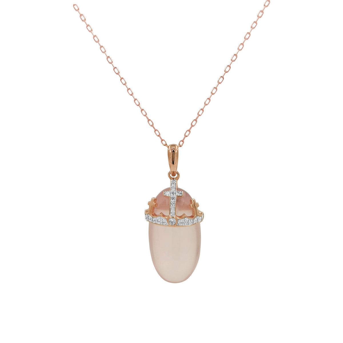 14K Gold Holy Cross Diamond Pendant | Blue Topaz/Rose Quartz/ Red Quartz Necklace