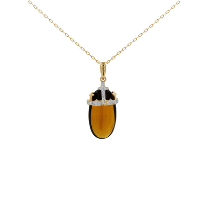 14K Gold Holy Cross Diamond Pendant | Blue Topaz/Rose Quartz/ Red Quartz Necklace