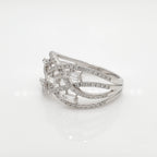 14K Solid Gold Round & Baguette Cut Diamond Ring | Anniversary Gift