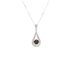 14K Gold Teardrop Diamond Pendant Necklace, Chocolate Brown & White Diamonds