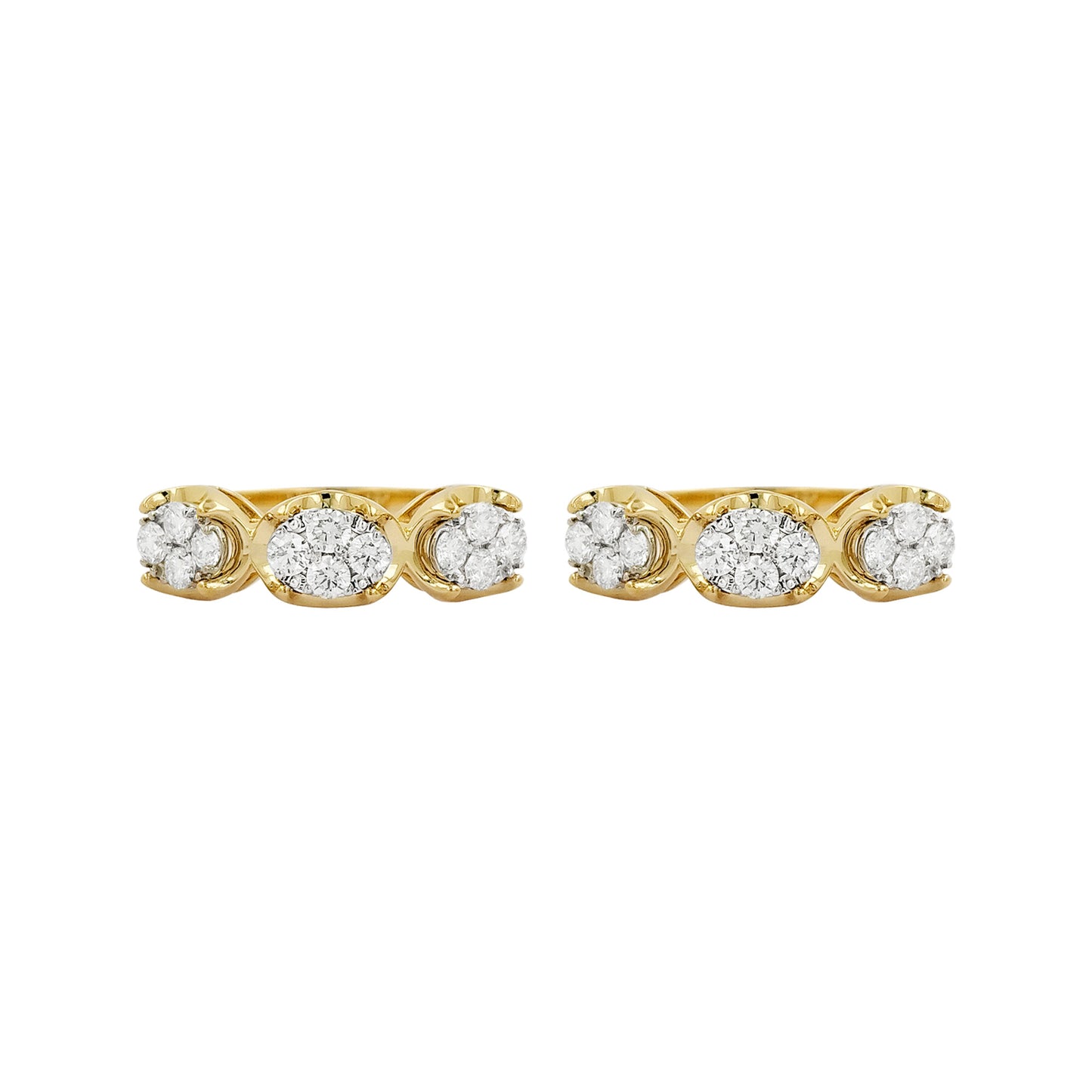14K Gold Diamond Cluster Hoop Earrings, 1 CTW