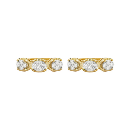 14K Gold Diamond Cluster Hoop Earrings, 1 CTW