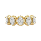 1CTW Diamond Cluster Ring: 14K Gold Oval Shape Setting Wedding Band