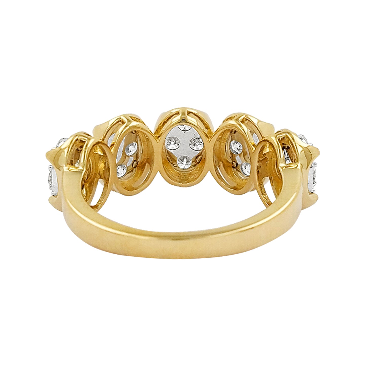 1CTW Diamond Cluster Ring: 14K Gold Oval Shape Setting Wedding Band
