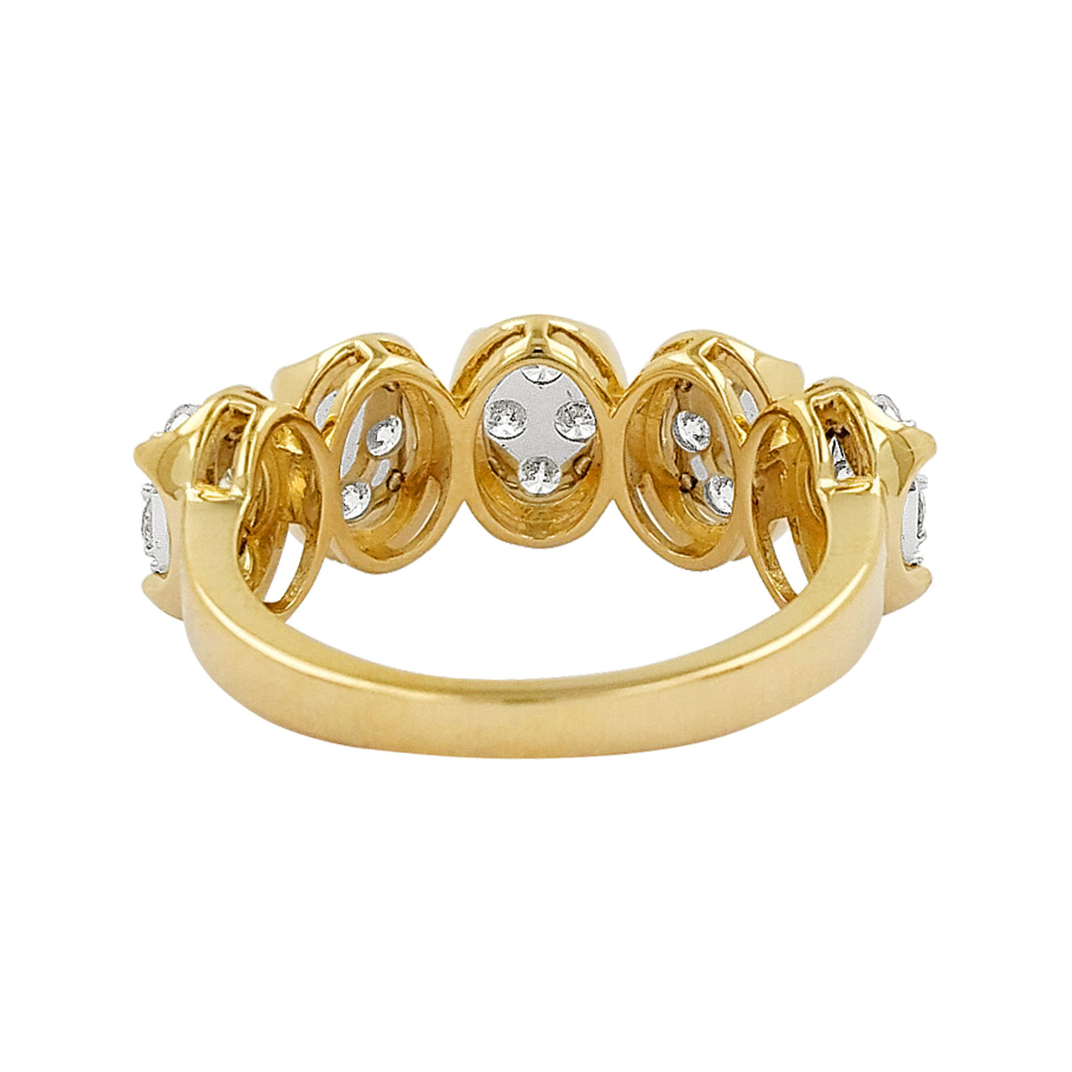 1CTW Diamond Cluster Ring: 14K Gold Oval Shape Setting Wedding Band