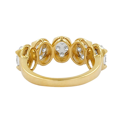 1CTW Diamond Cluster Ring: 14K Gold Oval Shape Setting Wedding Band