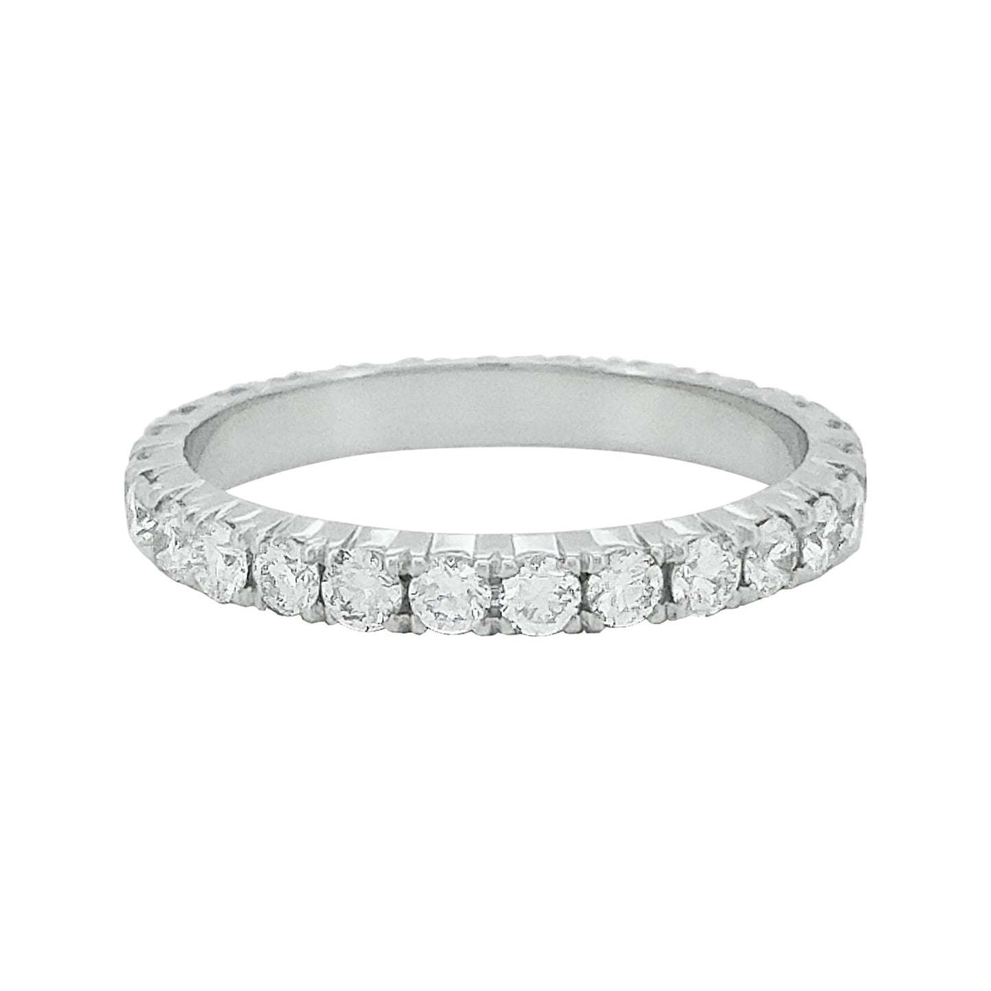 14K White Gold Diamond Eternity Band, 1 CTW Round Cut