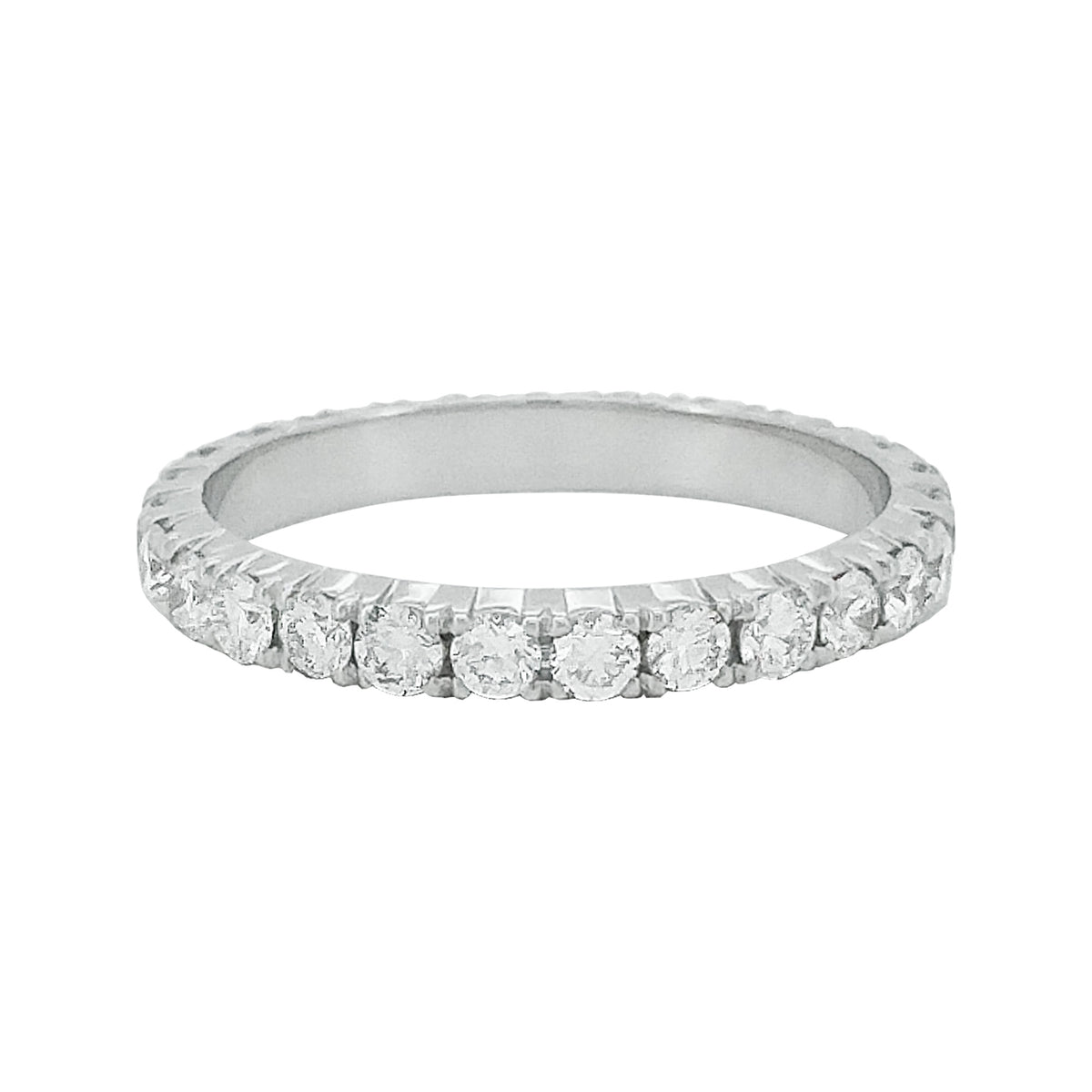 14K White Gold Diamond Eternity Band, 1 CTW Round Cut