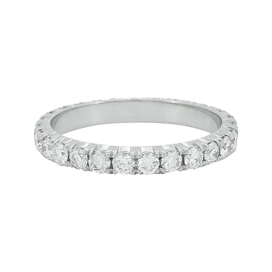 14K White Gold Diamond Eternity Band, 1 CTW Round Cut