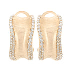 14K Yellow Gold Diamond J-Hoop Earrings, Satin Finish, 1/2 CTW