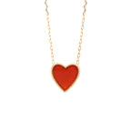 14K Gold Carnelian Heart Necklace with Diamond Halo