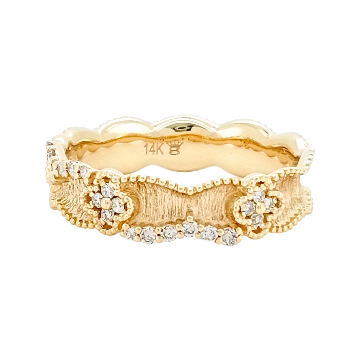 14K Yellow Gold Diamond Band Ring, 1/5 CTW Minimalist Anniversary Gift