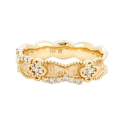 14K Yellow Gold Diamond Band Ring, 1/5 CTW Minimalist Anniversary Gift