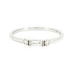 14K Gold Baguette Pink Sapphire Diamond Ring, Minimalist Wedding Band