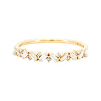 14K Gold Baguette & Round Cut Diamond Ring, Mosaic Cluster Band