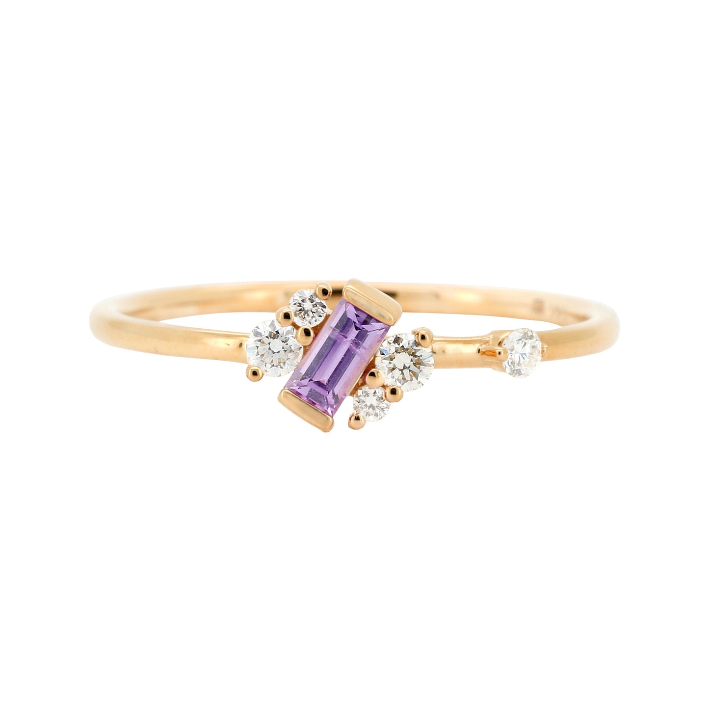 14K Gold Ring with Center Gemstone Blue Sapphire/Pink Sapphire/Diamond  Birthstone Band, Wedding Anniversary/Birthday Gift for Her