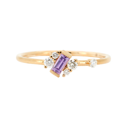 14K Gold Ring with Center Gemstone Blue Sapphire/Pink Sapphire/Diamond  Birthstone Band, Wedding Anniversary/Birthday Gift for Her