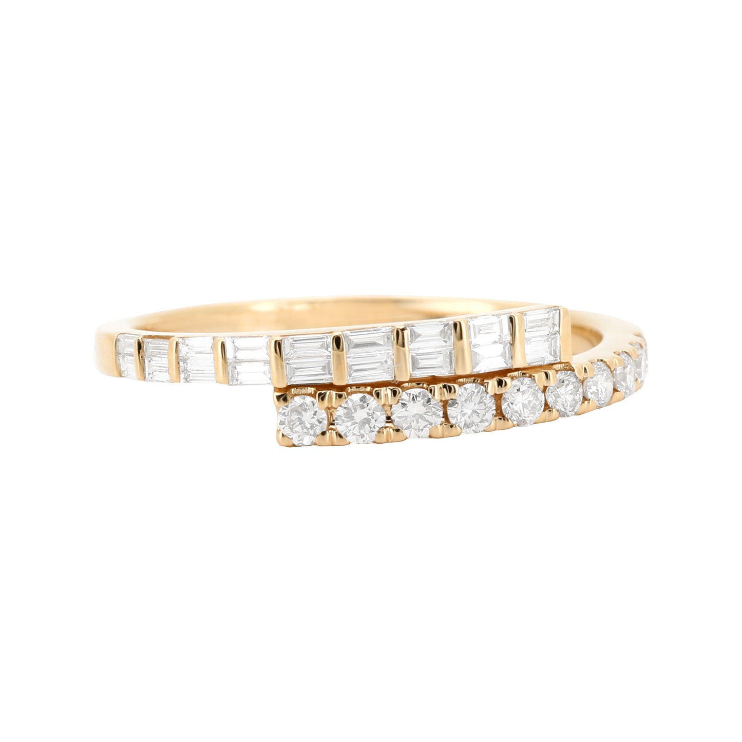14K Gold Baguette Diamond Ring, Art Deco Cluster Band