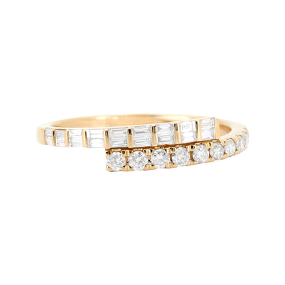 14K Gold Baguette Diamond Ring, Art Deco Cluster Band