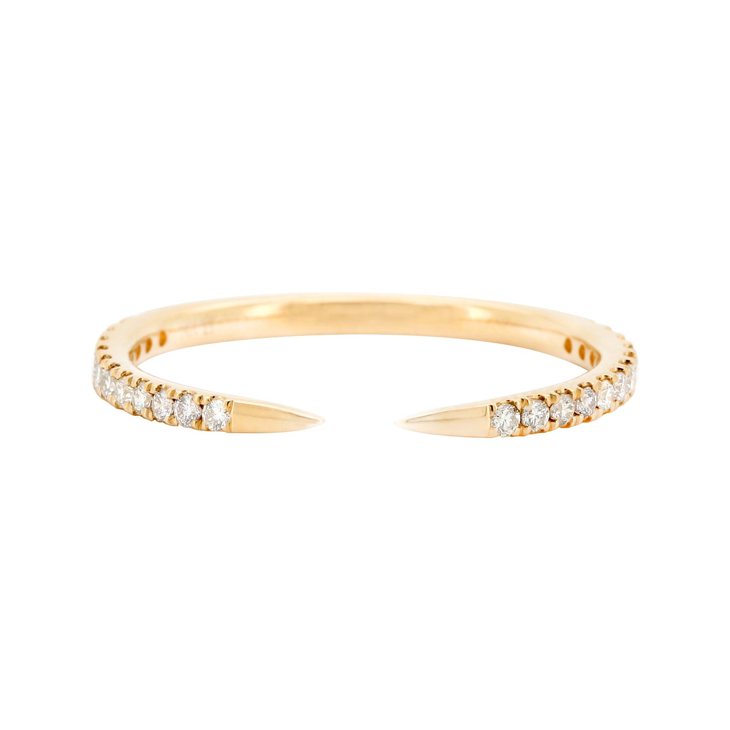 14K Gold Open Cuff Diamond Ring, Dainty Stacking Band, 1/5 CTW