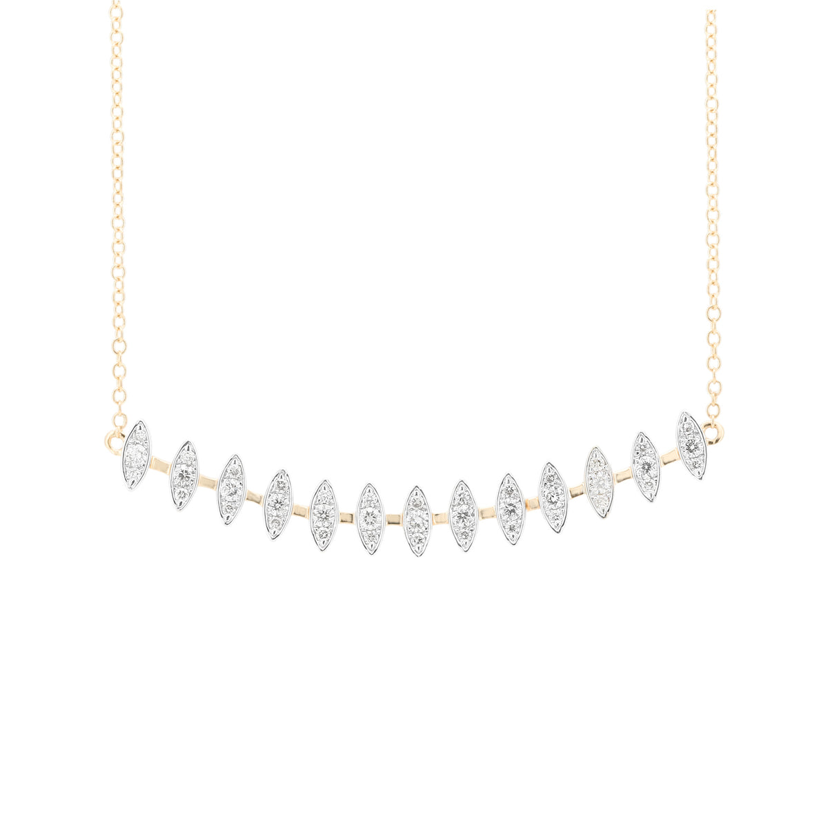 Diamond Station Necklace, 1/5 CTW Natural Round Cut, 18-Inch Adjustable Chain