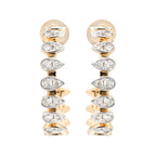 14K Yellow Gold Pear Diamond Hoop Earrings, 1/2 CTW Teardrop Cluster Huggie Design
