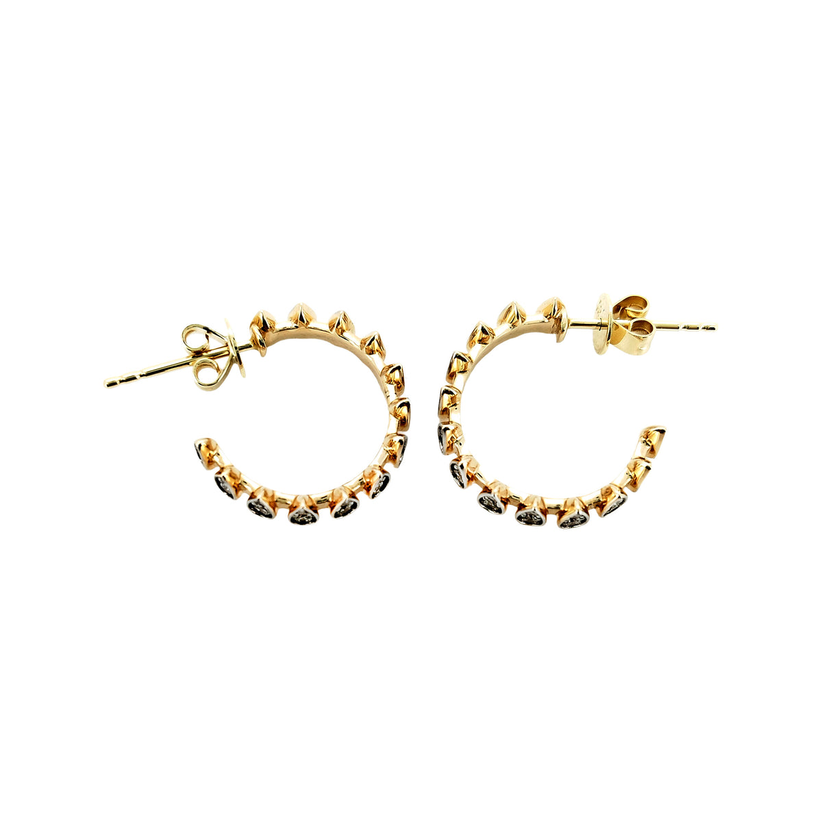 14K Yellow Gold Pear Diamond Hoop Earrings, 1/2 CTW Teardrop Cluster Huggie Design