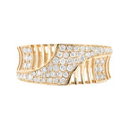 14K Yellow Gold Natural Diamond Wide Band Ring – 1/2 CTW | Geometric Crossover Statement Jewelry