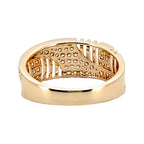 14K Yellow Gold Natural Diamond Wide Band Ring – 1/2 CTW | Geometric Crossover Statement Jewelry