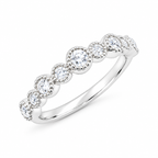 18K White Gold Natural Diamond Ring 3/10 CTW Round Cluster Band Bridal Wedding Anniversary Gift Elegant Fine Jewelry