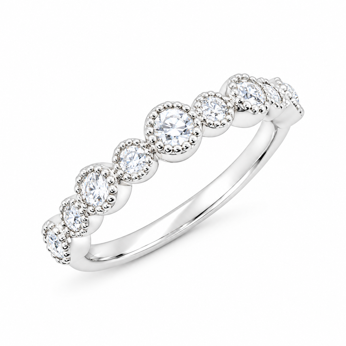 18K White Gold Natural Diamond Ring 3/10 CTW Round Cluster Band Bridal Wedding Anniversary Gift Elegant Fine Jewelry