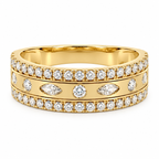 14K Yellow Gold Marquise Round Diamond Ring, Wide Band, 3/5 CTW (Sara Fine Jewels)