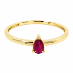 14K Yellow Gold Pear Shape Red Ruby Ring, Pear Shape Gemstone Fine Jewelry