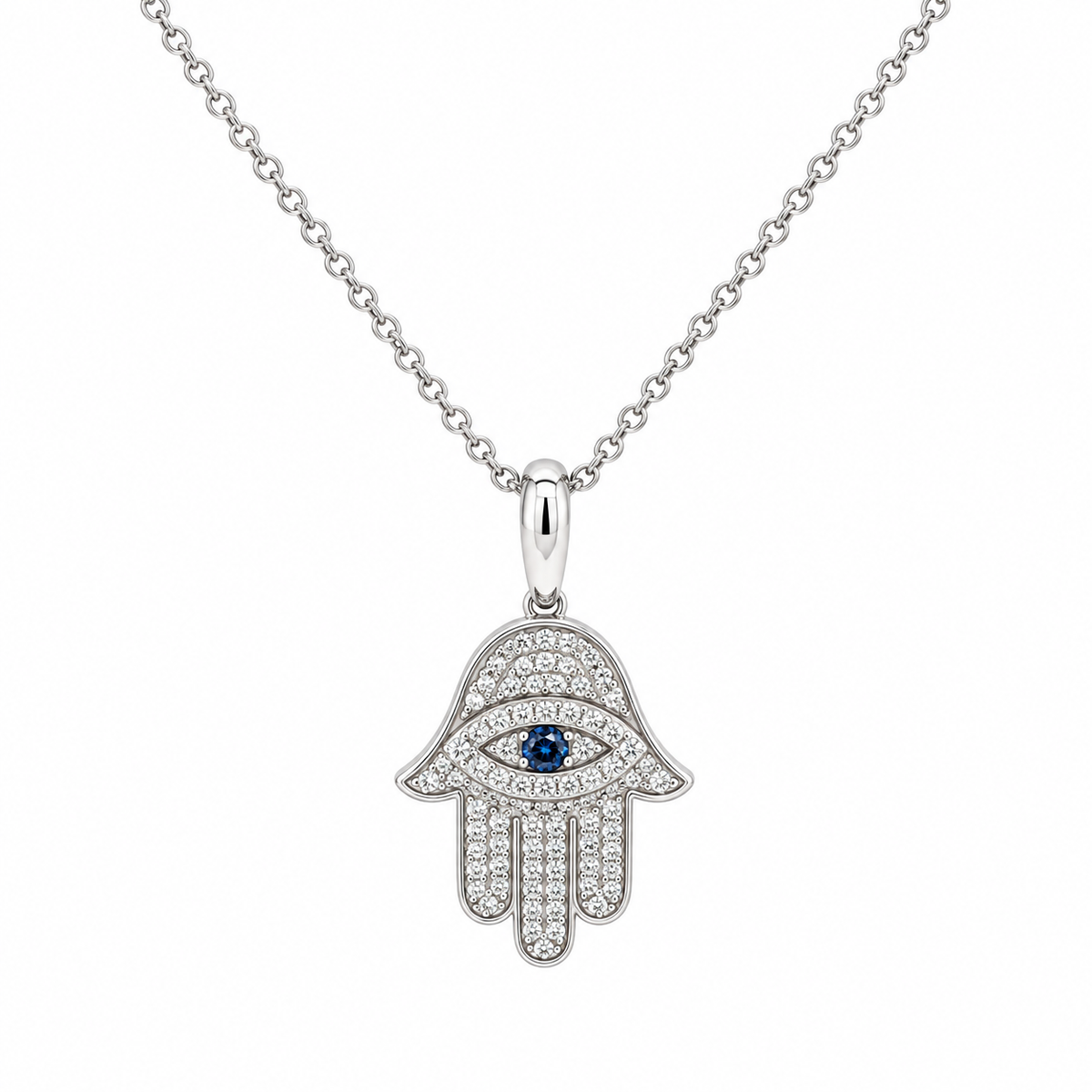 14K Solid Gold Diamond Hamsa Evil Eye Necklace | Fine Jewelry