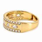 14K Yellow Gold Marquise Round Diamond Ring, Wide Band, 3/5 CTW (Sara Fine Jewels)