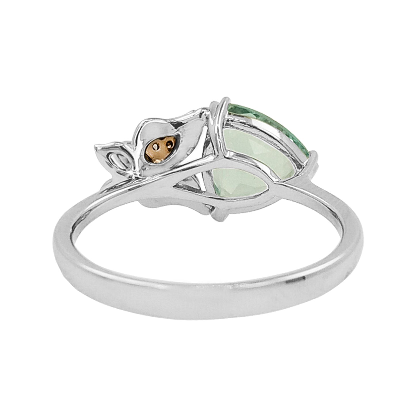 14K Gold Aquamarine Butterfly Ring | Trillion Cut | Light Brown Diamond Accent